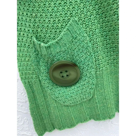 Womens Pullover Sleeveless Crochet Lambswool Sweater Green Sz OS - Picture 3 of 6